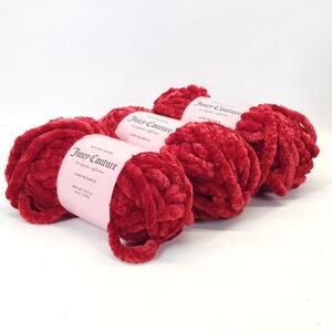 Juicy Couture Coco Red Luxe Velour XL Yarn Knitting Crochet Craft JF24-013A 3pcs